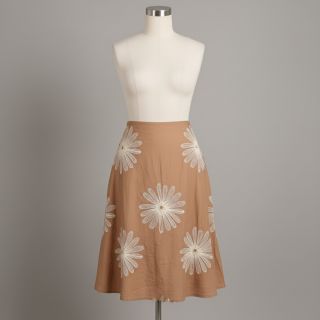 Țesătură din bumbac EMBROIDERY Flowie cinnamon