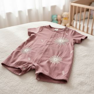 Țesătură din bumbac EMBROIDERY Flowie mauve