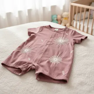 Țesătură din bumbac EMBROIDERY Flowie mauve