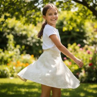 Țesătură din bumbac cu in JACQUARD Flowers natural