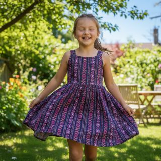 Țesătură din bumbac Motif stripe navy digital print