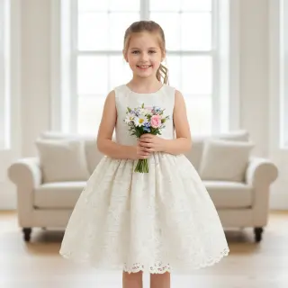 Țesătură din bumbac EMBROIDERY Blanchette design A
