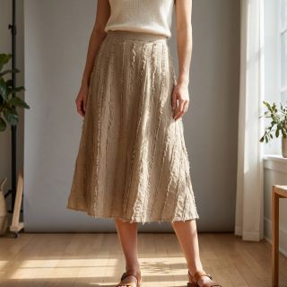 Țesătură din bumbac cu in Vintage Fringe Stripe naturals