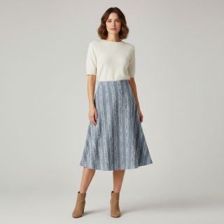 Țesătură din bumbac cu in Vintage Fringe Stripe blue