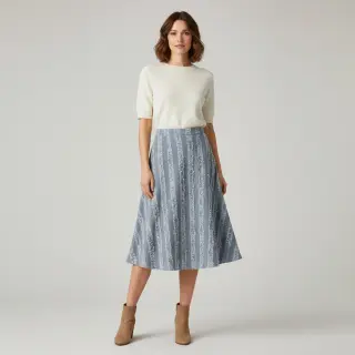 Țesătură din bumbac cu in Vintage Fringe Stripe blue