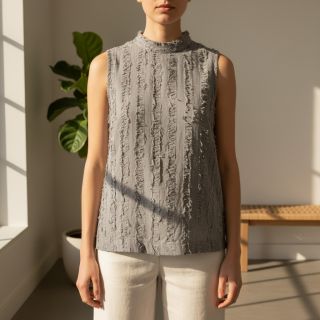 Țesătură din bumbac cu in Vintage Fringe Stripe grey