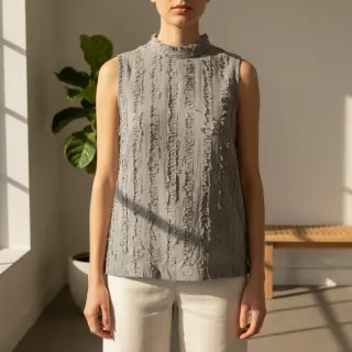 Țesătură din bumbac cu in Vintage Fringe Stripe grey