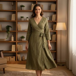 Țesătură din bumbac cu in Vintage Fringe Stripe army