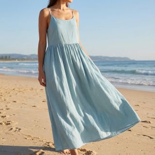 Țesătură din bumbac cu in PREMIUM ocean blue