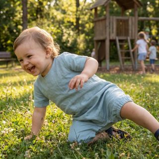 Țesătură din bumbac cu in PREMIUM ocean blue