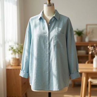 Țesătură din bumbac cu in PREMIUM ocean blue