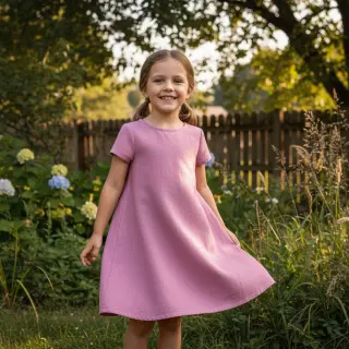 Țesătură din bumbac cu in PREMIUM dawn pink