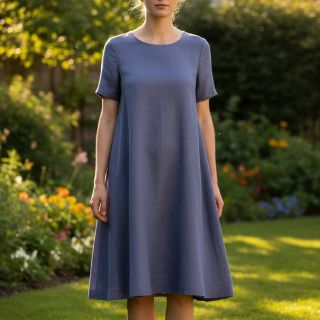 Țesătură din bumbac cu in PREMIUM steel blue