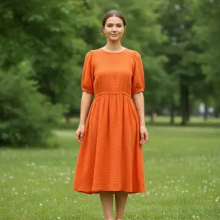 Țesătură din bumbac STRETCH Baby orange