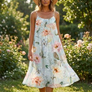 Țesătură din bumbac SATIN Oahu green digital print