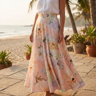 Țesătură din bumbac SATIN Oahu pink digital print