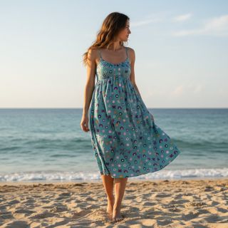 Țesătură din bumbac Love light petrol