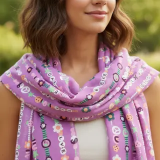 Țesătură din bumbac Love dream mauve