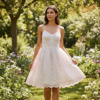 Țesătură din bumbac EMBROIDERY Lilian rose