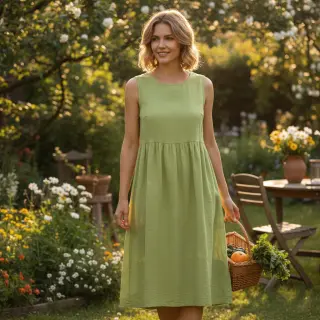 Țesătură din bumbac WASHED old lime