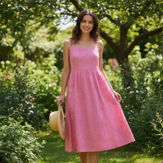 Țesătură din bumbac VOILE EMBROIDERY Vintage fuchsia