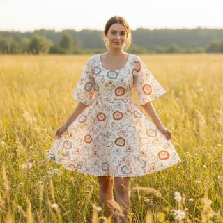 Țesătură din bumbac Safari animals ecru