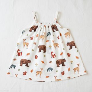 Țesătură din bumbac Animals in the wood white digital print