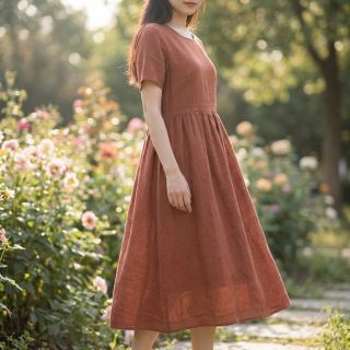 Țesătură din bumbac cu in chestnut