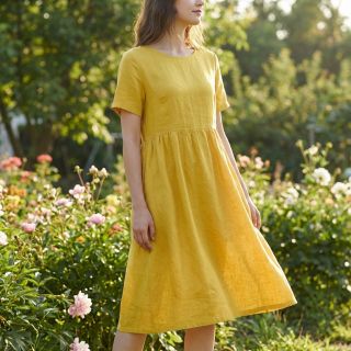 Țesătură din bumbac cu in ochre