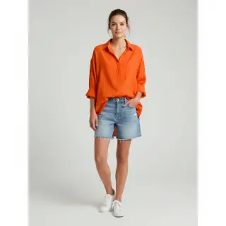 Țesătură din bumbac cu in orange