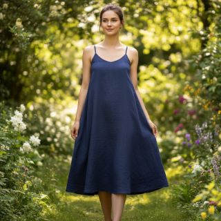 Țesătură din bumbac cu in marine