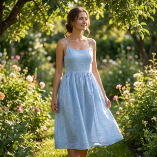 Țesătură din bumbac cu in light blue