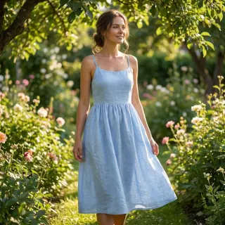 Țesătură din bumbac cu in light blue