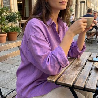 Țesătură din bumbac cu in dark lilac