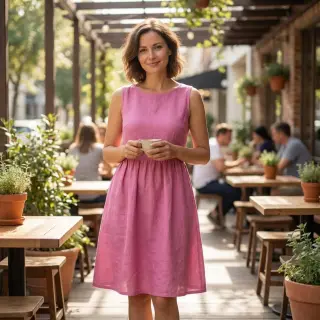 Țesătură din bumbac cu in dark pink