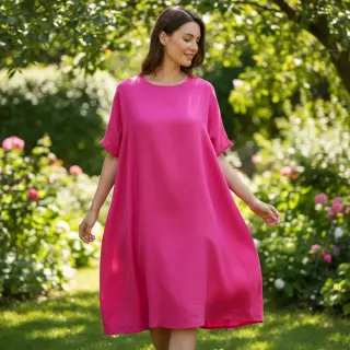 Țesătură din bumbac cu in fuchsia