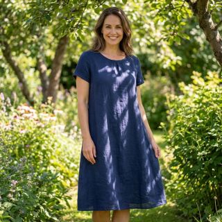 Țesătură din bumbac cu in dark blue