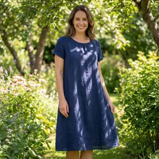 Țesătură din bumbac cu in dark blue