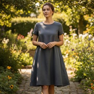 Țesătură din bumbac cu in dark grey