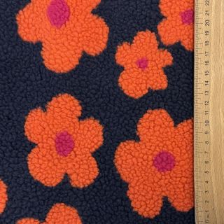 Stofă palton TEDDY JACQUARD Flowers navy