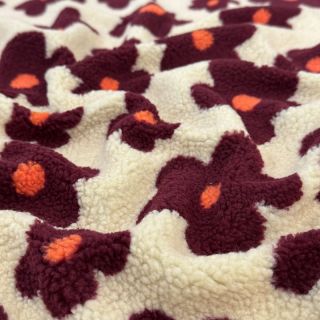 Stofă palton TEDDY JACQUARD Flowers beige