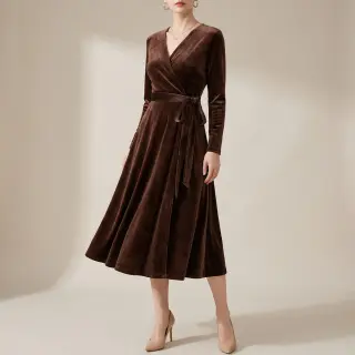 Tesătură elastică din catifea VELVET STRETCH dark brown