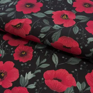 Țesătură din bumbac Poppy black digital print