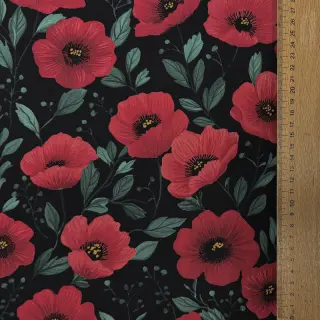 Țesătură din bumbac Poppy black digital print