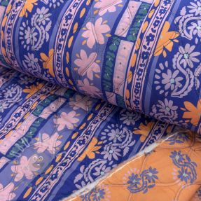 Țesătură din bumbac VOILE STEPPED Daria flower purple digital print