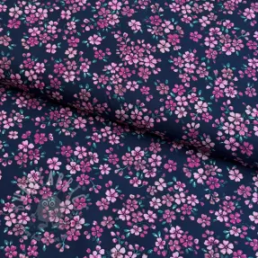 Țesătură din bumbac Simie flowers navy digital print