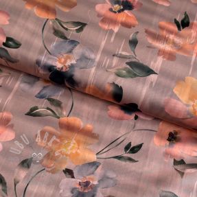 Țesătură din bumbac SATIN Penny flower peach digital print