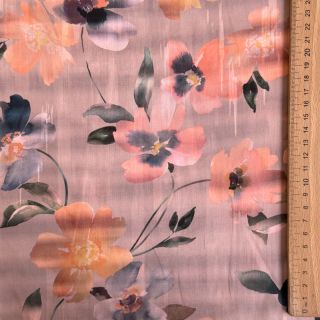 Țesătură din bumbac SATIN Penny flower peach digital print
