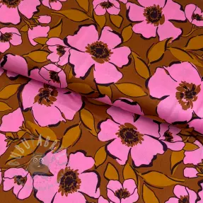 Țesătură din bumbac SATIN Flower Kala caramel