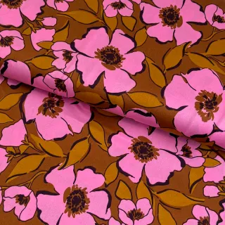 Țesătură din bumbac SATIN Flower Kala caramel